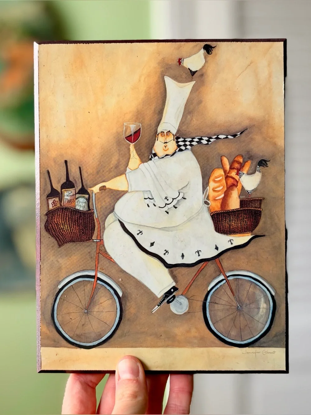 Vintage Chunky on Chef Bicycle Wall Art Print - Bread & Wine Delivery